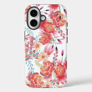 Coque Pour iPhone 16 Corail rose clair aquarelle tendance motif floral
