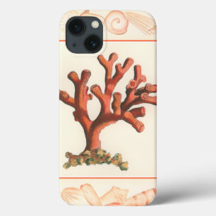 iPhone 13 Coque Corail rouge avec la frontière de Shell de conque