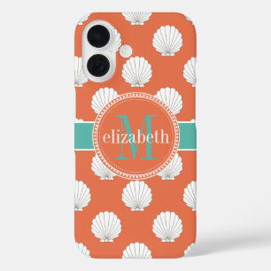 Coque Pour iPhone 16 Corail Turquoise Coquillages blancs Coquillages Mo