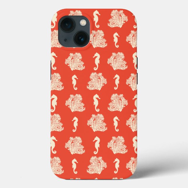 Coques Case-Mate iPhone Coral and Seahorses (Verso)
