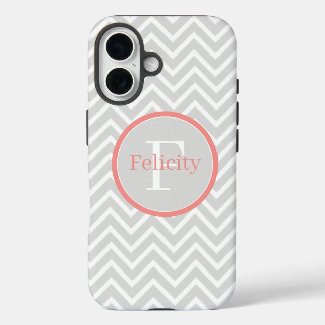 Coques Case-Mate iPhone Coral Chevron Monogramme (Verso)
