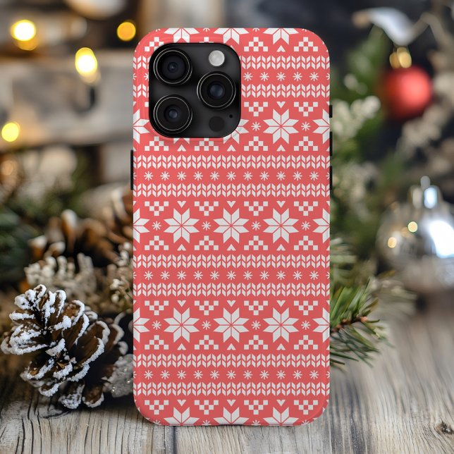 Coques Case-Mate iPhone Coral Fair Isle Sweat de Noël Motif (Créateur téléchargé)