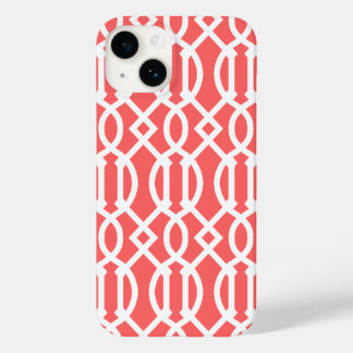 Coque Pour iPhone 14 Coral Modern Trellis Motif
