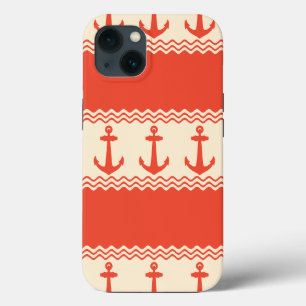 Case-Mate iPhone Case Coral Nautical Anchor Coastal Stripes