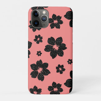 Case-Mate iPhone Case Coral Pink Floral Black sparkle Glitter Flower