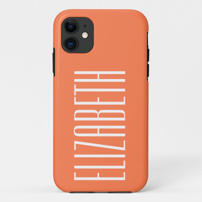 Coques Case-Mate iPhone Coral rose uni | Monogramme minimal (Dos)