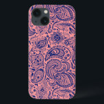 iPhone 13 Case Coral-Rouge et bleu Vintage Floral Paisley Motif<br><div class="desc">Elégante vintage paisley dentelle motif en bleu marine et rouge corail. Blue paisley a un arrière - plan transparent. La couleur rouge corail de cet échantillon peut être changée à n'importe quelle couleur que vous aimez avec navy blu paisley.</div>