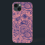 iPhone 13 Case Coral-Rouge et bleu Vintage Floral Paisley Motif<br><div class="desc">Elégante vintage paisley dentelle motif en bleu marine et rouge corail. Blue paisley a un arrière - plan transparent. La couleur rouge corail de cet échantillon peut être changée à n'importe quelle couleur que vous aimez avec navy blu paisley.</div>