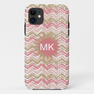 Coque iPhone 11 Coral Spice Scribble ZigZag Chevron Motif