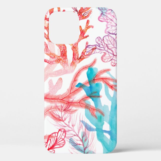 Coques Case-Mate iPhone Coraux aquarelles. Motif sans couture avec sous (Verso)