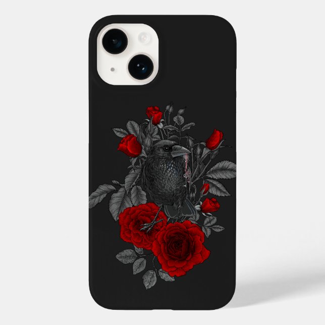 Coques Case-Mate iPhone Corbeau avec la clé et les roses (Verso)