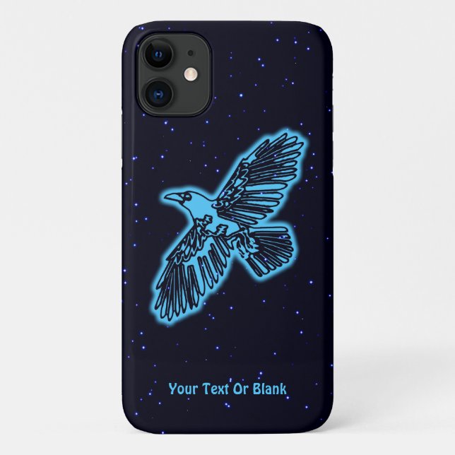 Coques Case-Mate iPhone Corbeau bleu brillant sur les étoiles (Dos)