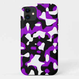 Coque iPhone 11 Corey Tiger 80s Néon Camouflage (Violet)