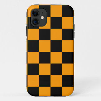 Coque iPhone 11 Corey Tiger 80s Néon Damier (Orange)
