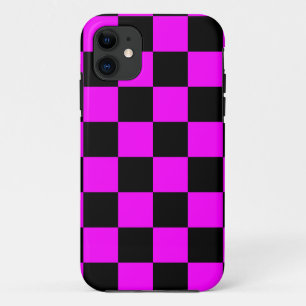 Coques Pour iPhone Corey Tiger 80s Néon Damier (Rose Fuschia)