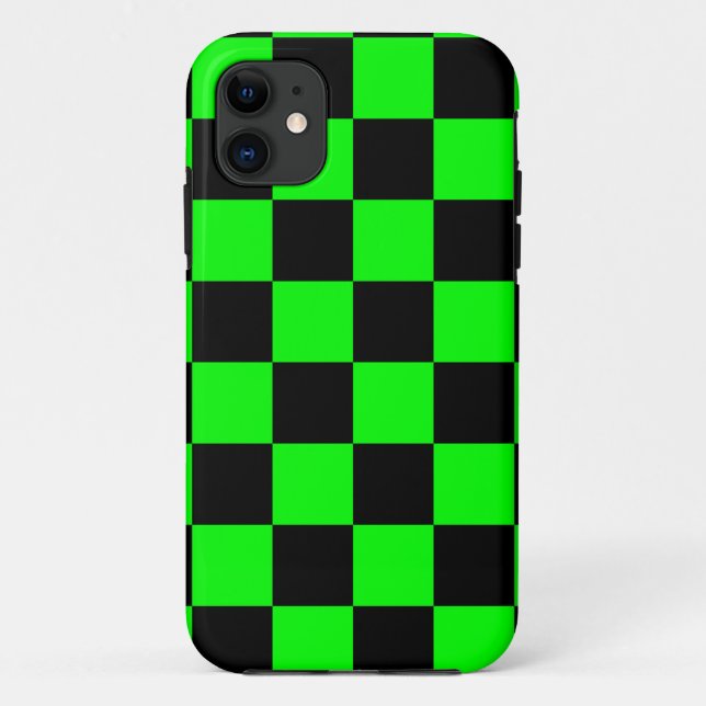 Coques Case-Mate iPhone Corey Tiger 80s Néon Damier (Vert) (Dos)