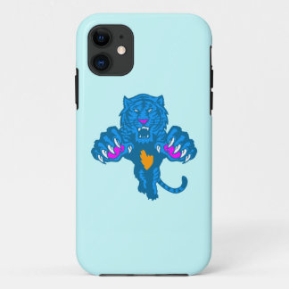 Coque Case-Mate iPhone Corey Tiger 80s Néon Tigre Bondissant (Bleu)