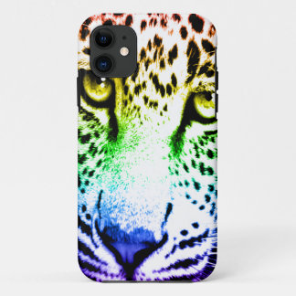 Coque Case-Mate iPhone Corey Tiger 80s Néon Visage Léopard (Arc-en-ciel)