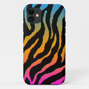 Coque Case-Mate Pour iPhone Corey Tiger 80s Rayures Tigre Néon (Arc-en-ciel Né