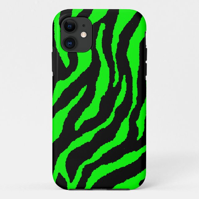 Coques Case-Mate iPhone Corey Tiger Rayures Néon Tigre 80s (Vert) (Dos)
