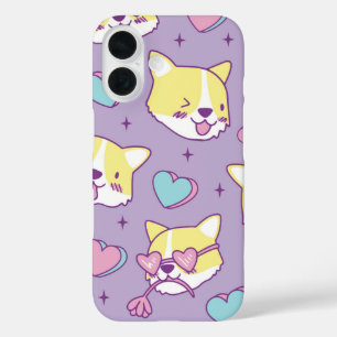 Coque Pour iPhone 16 Corgi Crush Coeur yeux