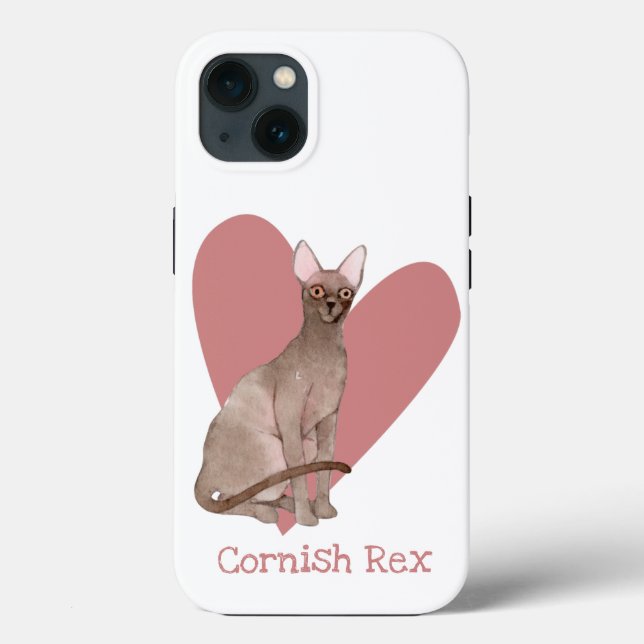 Coques Case-Mate iPhone Cornouailles Rex Chat Aquarelle Kitty Coeur rose (Verso)