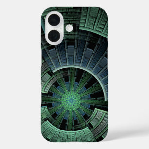 Coque Pour iPhone 16 Cosmic Pod Green Géométrique Abstrait