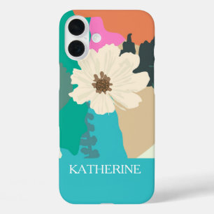 Coque Pour iPhone 16 Plus Cosmos Fleur Abstrait Blocs de couleurs modernes p