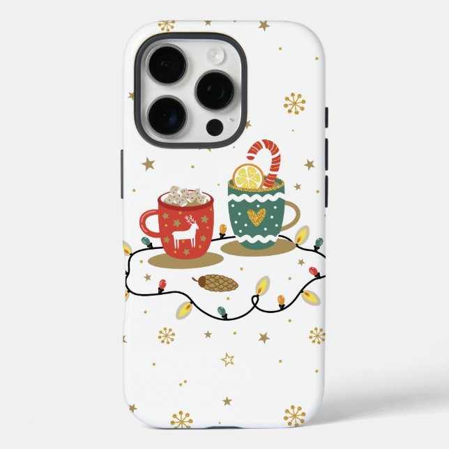 Coques Case-Mate iPhone Cosy café de Noël Or Cosy (Verso)
