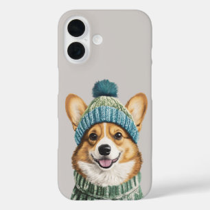 Coque Pour iPhone 16 Cosy Corgi en hiver