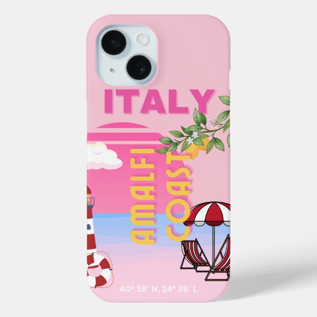 Coques Case-Mate iPhone Côte d'Amalfi, Voyage à Preppy, Rose (Verso)