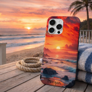 Coque Case-Mate iPhone Côte de coucher de soleil enflammé personnalisé –