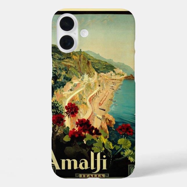 Coques Case-Mate iPhone Côte italienne d'Amalfi, Poster Vintage voyage Ita (Verso)