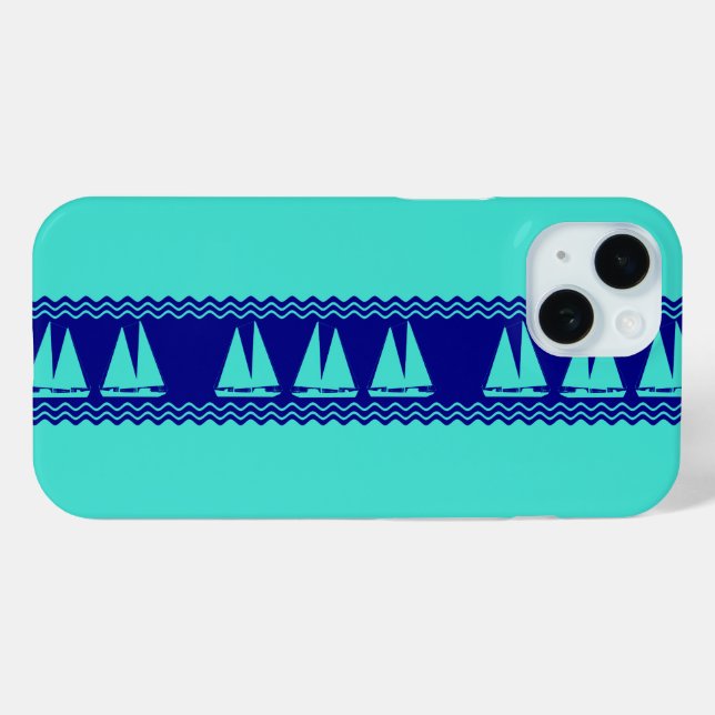 Coques Case-Mate iPhone Côte Turquoise Bleu Motif nautique (Verso (horizontal))