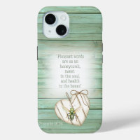 Cottagecore Faux Bois Vert Cœur Abeille Verte Foi