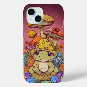 Coque Case-Mate iPhone Cottagecore Fleurs de grenouilles Champignons