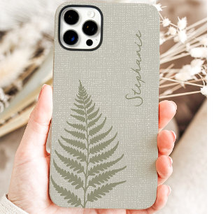 Coque iPhone 16 Pro Max Cottagecore Sage Forest Fermer Nom personnalisé