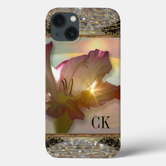 Coques Case-Mate iPhone couché du soleil Floral monogram (Verso)