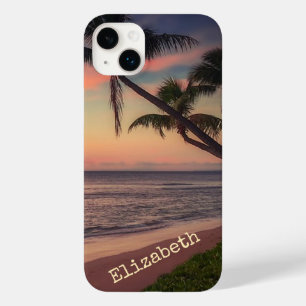 Coque Case-Mate iPhone Coucher de soleil adorable sur la plage avec des p