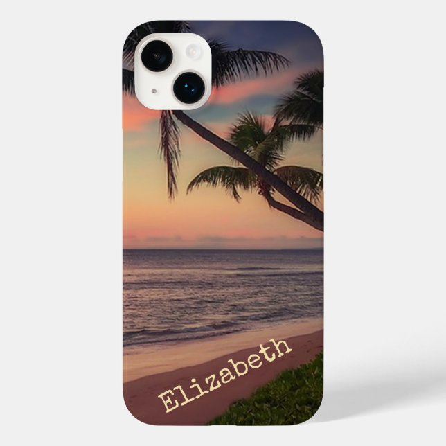 Coques Case-Mate iPhone Coucher de soleil adorable sur la plage avec des p (Verso)