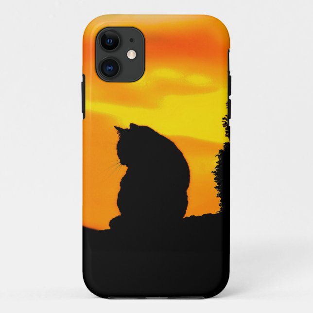 Coques Case-Mate iPhone Coucher de soleil avec chat  (Dos)