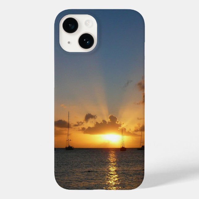 Coques Case-Mate iPhone Coucher de soleil avec voiliers Paysage tropical P (Verso)