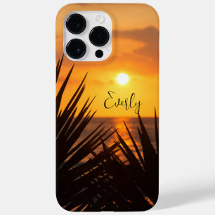 Coque Case-Mate iPhone Coucher de soleil de palmier avec nom