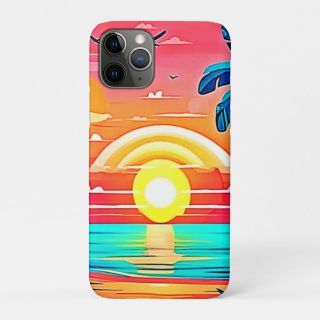 Coques Case-Mate iPhone Coucher de soleil de plage tropical avec arc-en-ci (Dos)