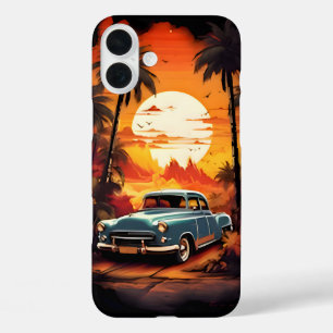 Coque Pour iPhone 16 Plus Coucher de soleil de voiture Vintage - Cadeau pour