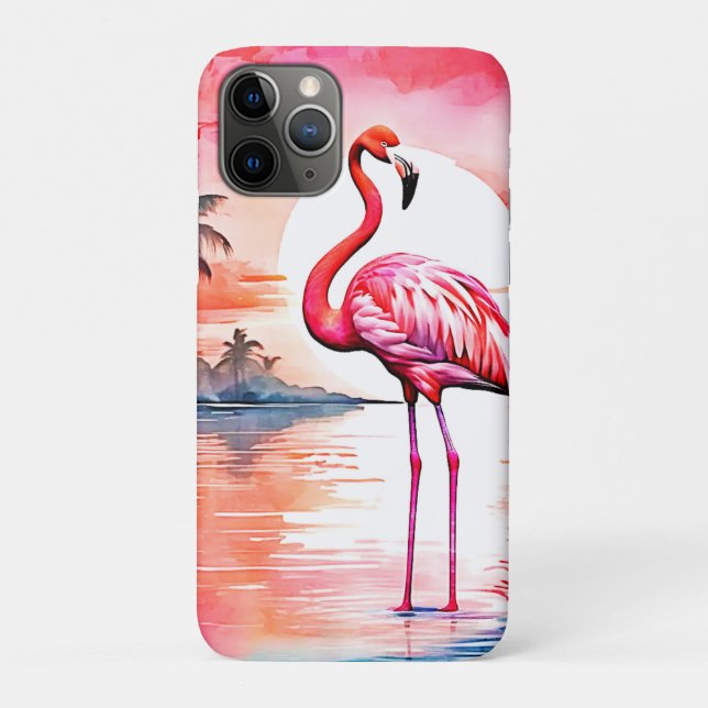Coques Case-Mate iPhone Coucher de soleil Flamant rose rose (Dos)