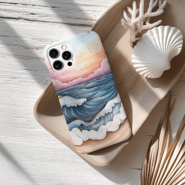 Coques Case-Mate iPhone Coucher de soleil lunaire Vagues océaniques et scè (Créateur téléchargé)