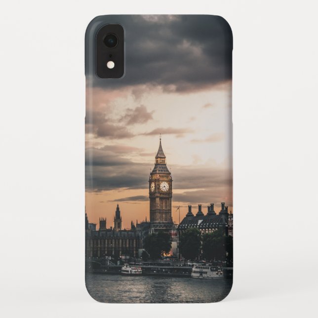Coques Case-Mate iPhone Coucher de soleil orageux sur Big Ben à Londres (Dos)