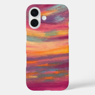 Coque Pour iPhone 16 Coucher de soleil pastel vibrant abstrait peinture