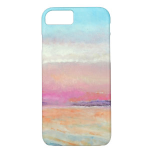 Coque iPhone 8/7 Coucher de soleil peint de rose et de blues doux
